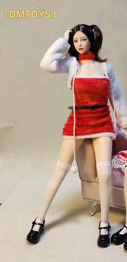 Hobby Toys [TOYBARJAPAN] 16 Scale Figure Compatible with TBLeague Body DMTOYS DF067 Beautiful Woman Christmas Dress and Socks Over Knee Stocking Set