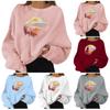 Ladies Casual  Print Round Neck Long Sleeve Loose Oversized Sweatshirt