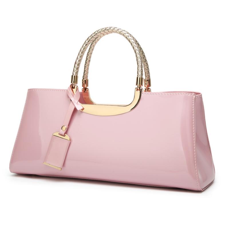 Women's patent leather handbag, shiny, structured bag