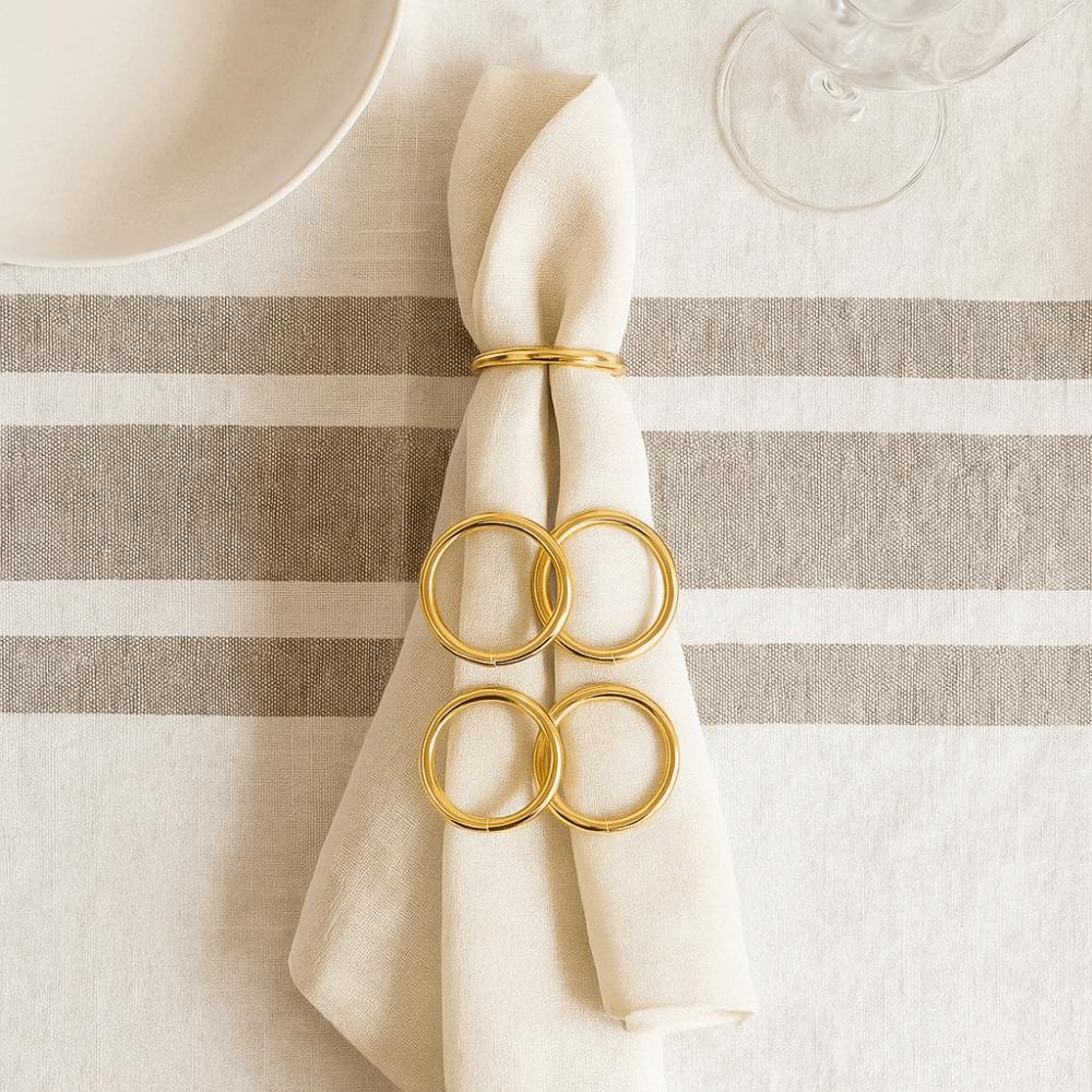10Pcs Gold Metal Napkin Ring Minimalist Style Napkin Holder Glossy Serviette Buckles  Weddings