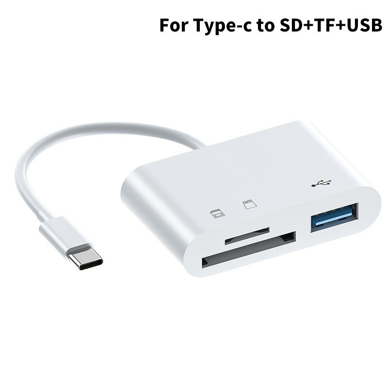 3в1 Otg адаптер для Lighting Type-C на TF SD USB кард-ридер для Macbook Apple Iphone Huawei Xiaomi Camera Photo Data Converter