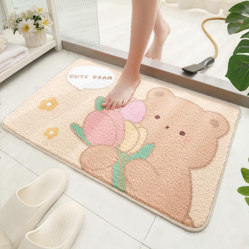 Bathroom Absorbent Floor Mat, Toilet Door Dirt-resistant Non-slip Foot Mat, Bathroom Carpet Cartoon Bedroom Household Floor Mat