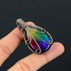 Rainbow Solar Quartz Gemstone Pure Copper Wire Wrapped Handmade Pendant Jewelry For New Year Gift