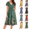 Women's Summer Fashion V-Neck Ruffle Sleeve Retro Elegant Midi Dress