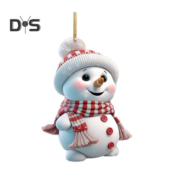 5 Pcs Christmas Snowman Pendant Acrylic Cartoon Snowman Hanging Ornaments Holiday Christmas Tree Hanging Snowmen for Home Decor