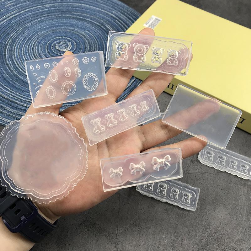 3D Бант Маленький Медведь Силиконовые Аксессуары для Ногтей Резьба Форма Цветы Пластина для Стемпинга Трафареты для Ногтей DIY Гель Маникюр Форма Инструменты
