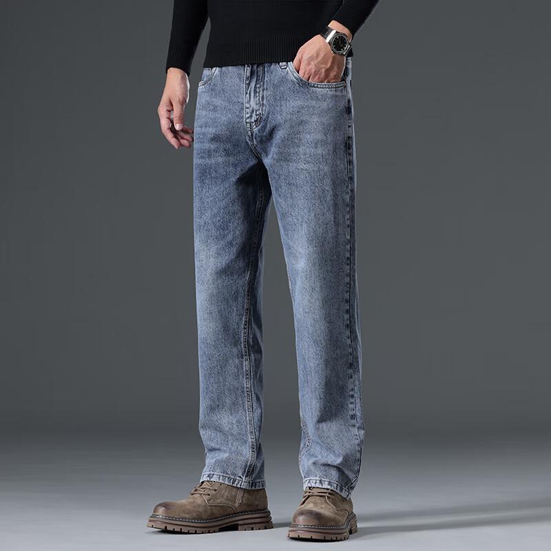 YILITENG Мужские утолщенные джинсы деним в стиле бизнес-кэжуал