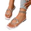 Fashion 2025 Summer Open Toe Women's Slippers Fashion Crystal Outdoor Plus Size Casual New Best Seller Soft Bottom Solid Flat Slippers