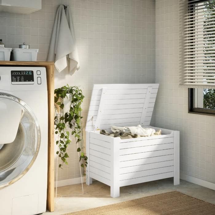 VidaXL Boîte de rangement avec couvercle RANA blanc bois massif de pin, boîte à couverture, coffre de rangement, boîte de 4002322