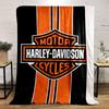 Яркие оранжевые вертикальные полосы с логотипом Harley-Davidson на черном фоне. одеяло на все сезоны плед для обеденного перерыва подарок