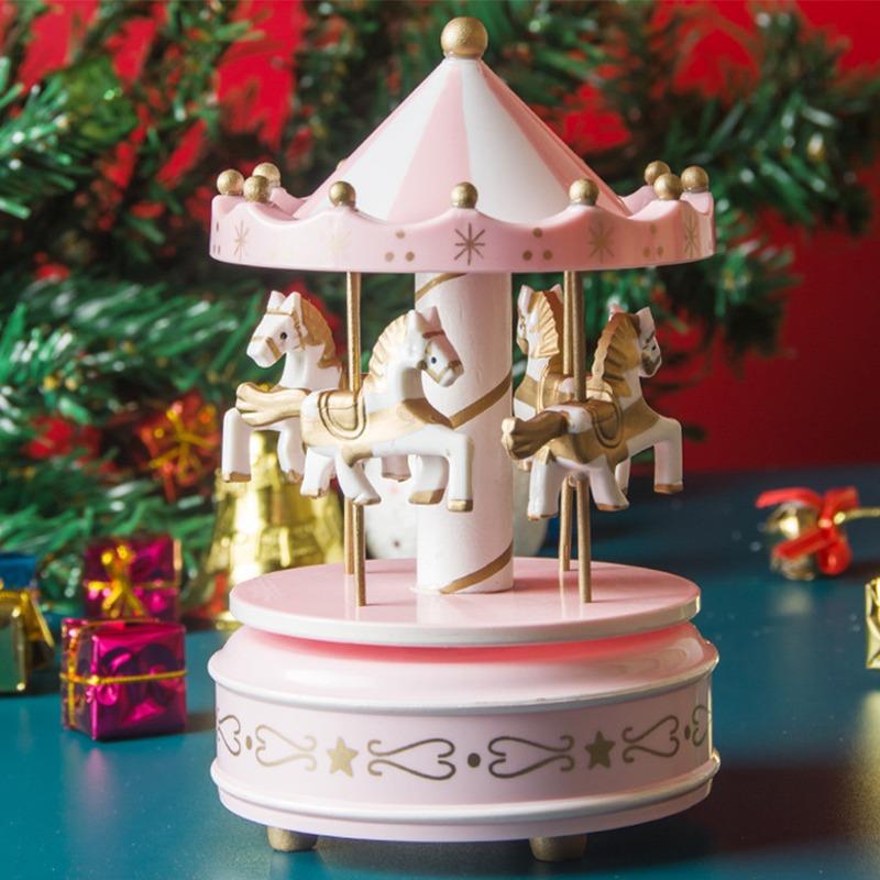 Рождественская карусель Музыкальное украшение Ярмарочная площадь Рождественский деревянный декор Орнамент