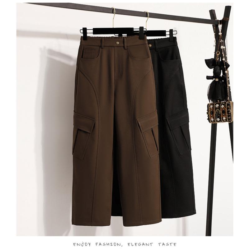 DIMANAF 2025 Осень Зима Женские Брюки Большого Размера Толстый Флис Повседневные Женские Длинные Брюки Оверсайз Свободная Одежда