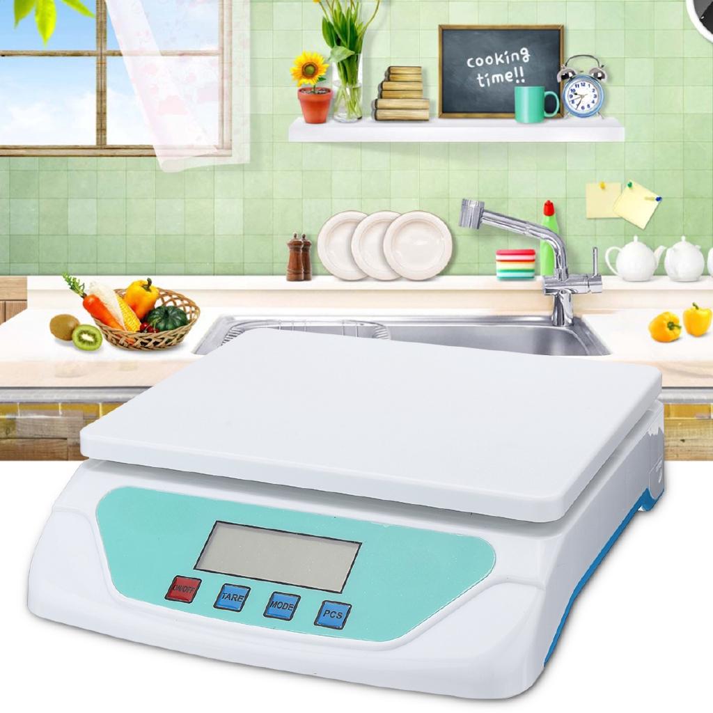 White 30kg TS500 Plastic White Electronic Scales Weighing Kitchen Scales Grams Balance LCD Display Universal for Home Electronic Balance Weight