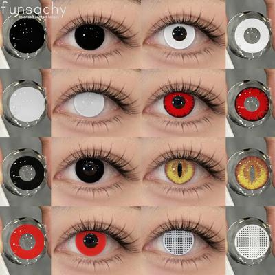 FUNSACHY 1 пара цветных контактных линз для Хэллоуина, аниме, косплей, цветные линзы, красные разноцветные контактные линзы, красивые зрачки