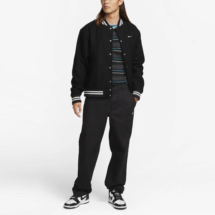 Nike Спортивная одежда Клубный логотип с вышитым лоскутным узором в полоску с круглым вырезом и коротким рукавом Футболка Мужские топы Черный FD1359-010