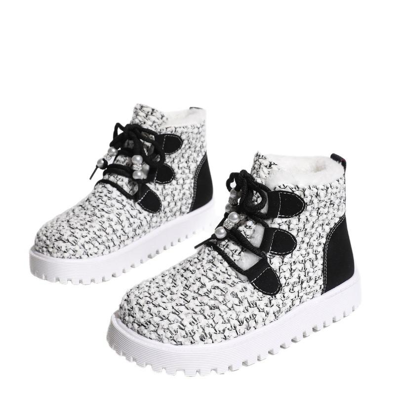 Женские зимние ботинки на шнуровке широкой полноты, плюшевая подкладка, высокий верх, теплая флисовая обувь до щиколотки для женщин