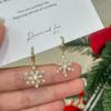 Изысканные цветные серьги-снежинки из циркония и жемчуга для женщин, корейские модные серьги-снежинки, новогодний подарок