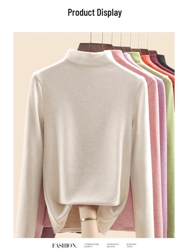 Женский теплый базовый слой из шелка тутового дерева и шерсти с флисовой подкладкой, со средней высотой горловины, коллекция осень/зима 2025