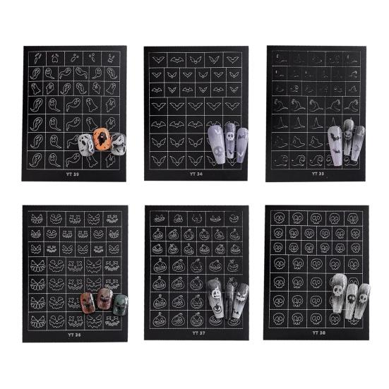 Yousheng 3/6/7/8/9/10 Sheets Nail Art Sticker Self-adhesive Halloween Christmas Butterfly Love Heart Women Fake Nail Decoration Decal