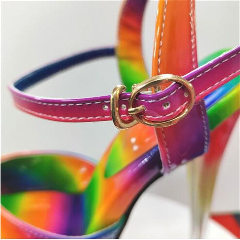 Модные сексуальные женские босоножки на лето 19 см на шпильках, туфли для стриптиза, танцевальные туфли для ночных клубов, роскошные туфли на платформе, очень высокие каблуки, цветные