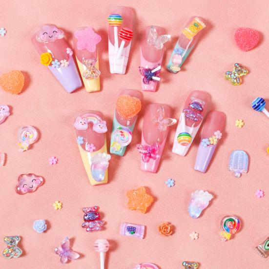 1 Set 3D Nail Art Charm Assorted Mini Acrylic Nail Design Jewelry Resin Charm DIY Crafts Nail Decoration Accessories