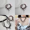 Gothic Cross Layered Necklace Trendy Tassel Choker For Summer Gift Alloy Plated