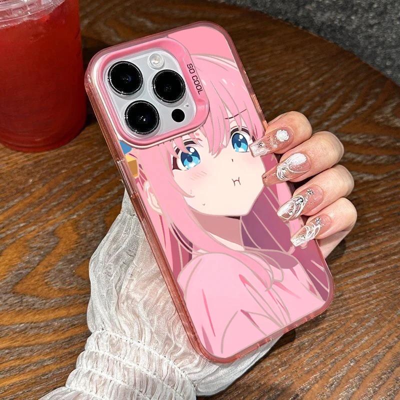 Милый аниме-чехол Bocchi The Rock для iPhone 17 16e 16 15 14 13 12 11 Pro Max Plus 17 Air Armor Мультяшное Покрытие Розовый Чехол для Телефона