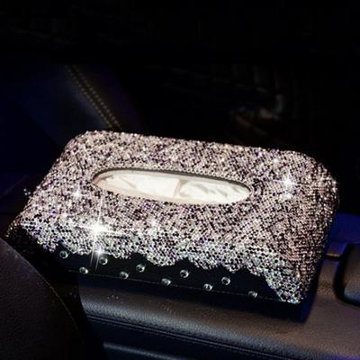 Блестящий алмазный кристалл автомобильный держатель для салфеток бумажное полотенце искусственная кожа черный держатель для салфеток полотенца чехол для коробки салфеток автостиль