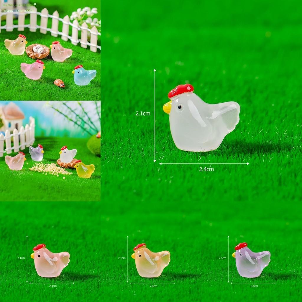 Милая люминесцентная полимерная фигурка курицы, садовое украшение, в восьми цветах