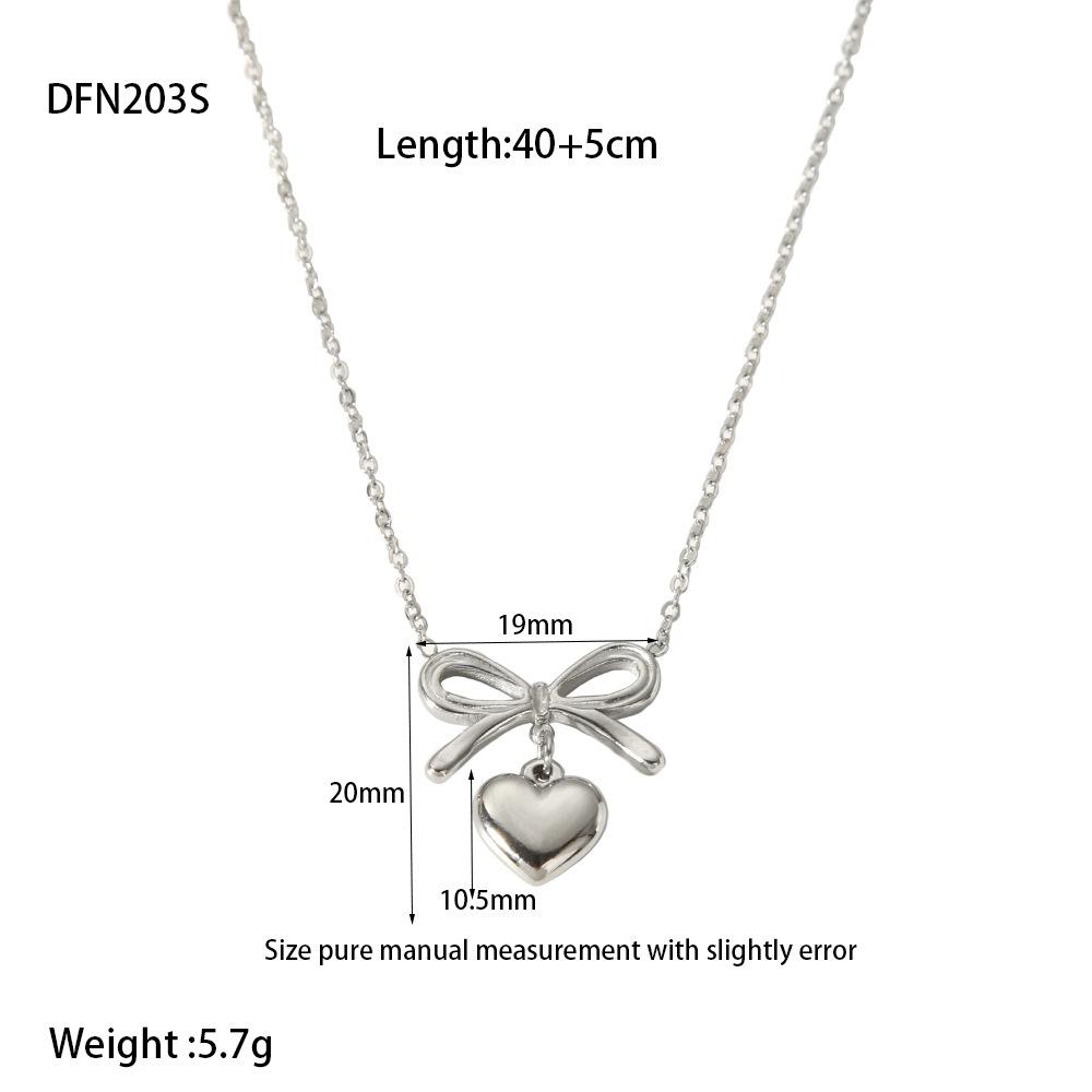 ins personalized light luxury bow love pendant necklace stainless steel 18K gold waterproof exquisite jewelry women