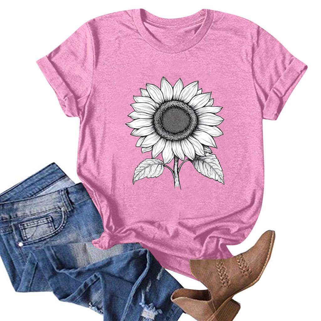 Женская модная повседневная футболка с круглым вырезом и принтом, пуловер с короткими рукавами, топ