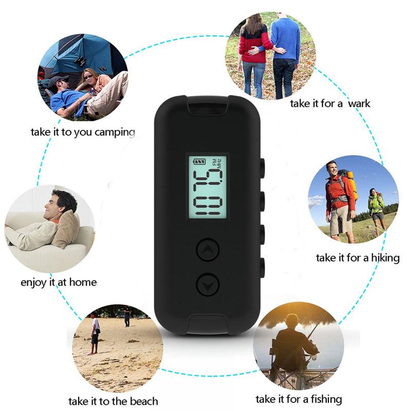 Мини-карманный FM-радио, портативный радиоприемник с ЖК-дисплеем, 3,5 мм, наушники, дисплей времени, источник питания