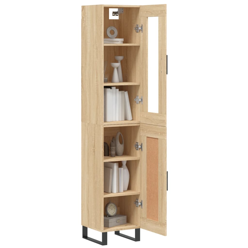 Highboard in Sonoma Oak Finish 34.5 x 34 x 180 cm Particleboard