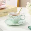 Сувенирная кофейная чашка с ложкой, перламутровая глазурь, кружка, блюдце, чтобы дарить клиентам подарки, пить воду в офисе, чашка свежая