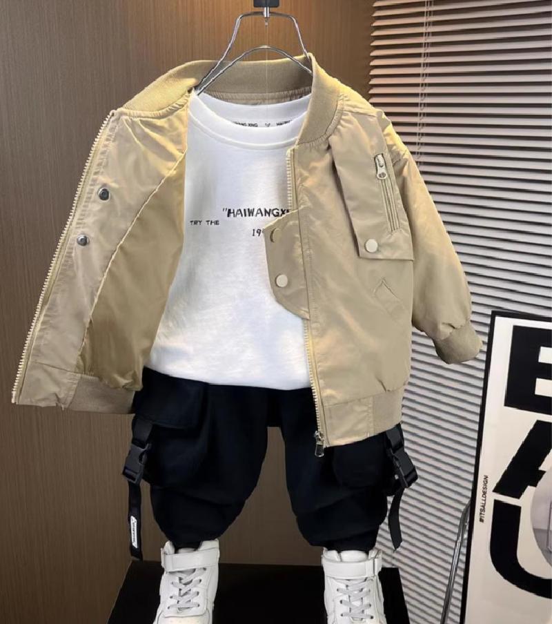 Spring Autumn Boys' Baseball Jackets Children's Clothing Big Kids Zipper Coats Solid Color Windbreaker Outerwear 2-10 Years