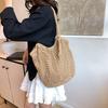 Модная плетеная сумка, повседневная сумка-тоут, сумка на плечо с бахромой, сумочка, большая вместимость, вязаная сумка