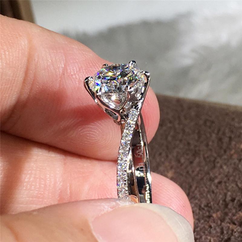 Стерлинговые роскошные обручальные кольца из кубического циркония для женщин, обручальное кольцо с витым кольцом, классическое ювелирное изделие для предложения руки и сердца