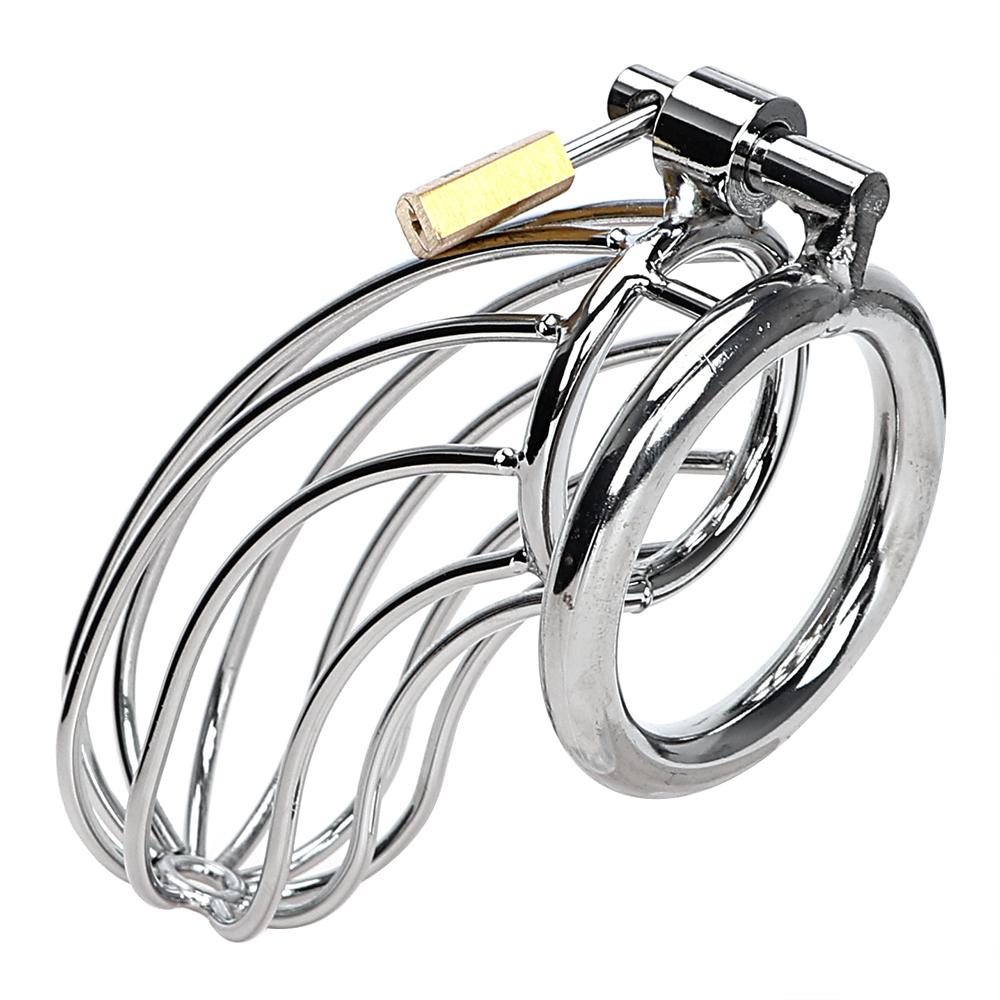 3 Male Protective Device Stainless Steel Ring Suitable Penis Cage Chastity Lock For Any Size Of Men Adult Products