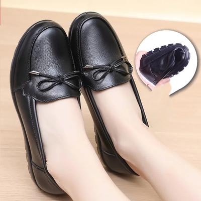 Кожаные туфли для мам на мягкой подошве, Одинарные туфли, Кожаные туфли, Нескользящие туфли на плоской подошве для женщин среднего возраста, Удобные для весны и осени