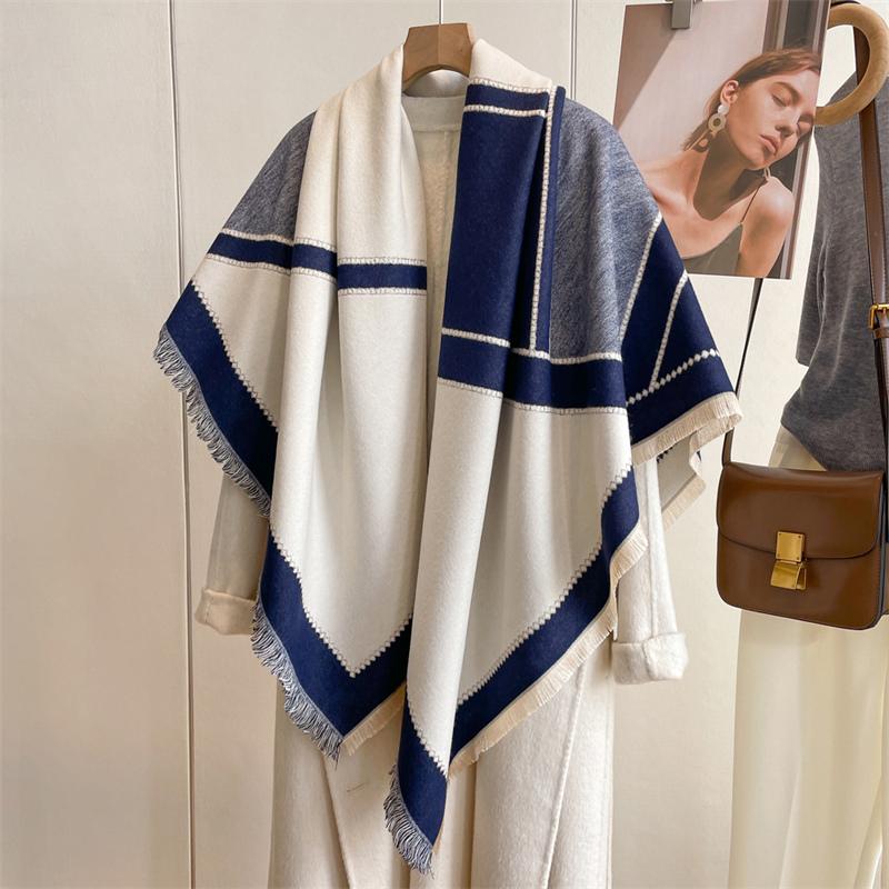 Winter Warm Cashmere Scarf for Women Plaid Print Pashmina Blanket Thick Shawl Wrap Neckerchief Fashion Bufanda Echarpe Poncho