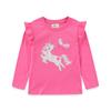 Девочковая футболка с вышивкой единорога, длинный рукав - Весна & Осень, Круглый вырез