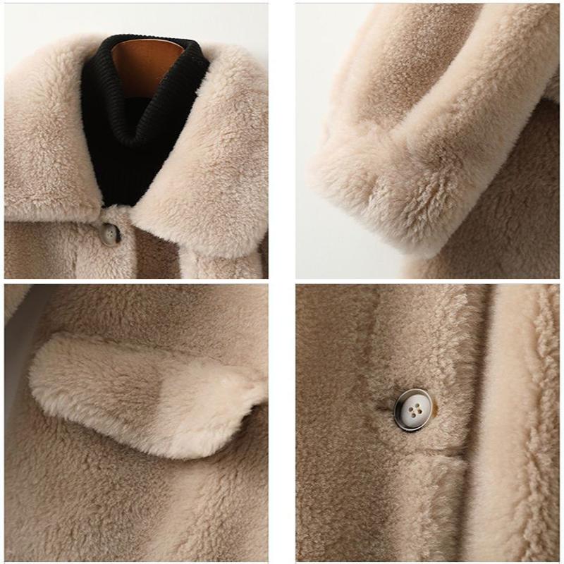 Autumn and Winter Mohair Warm All-match Coat Ladies Button Coat Coat Women High-end Imitation Mink Fur Coat