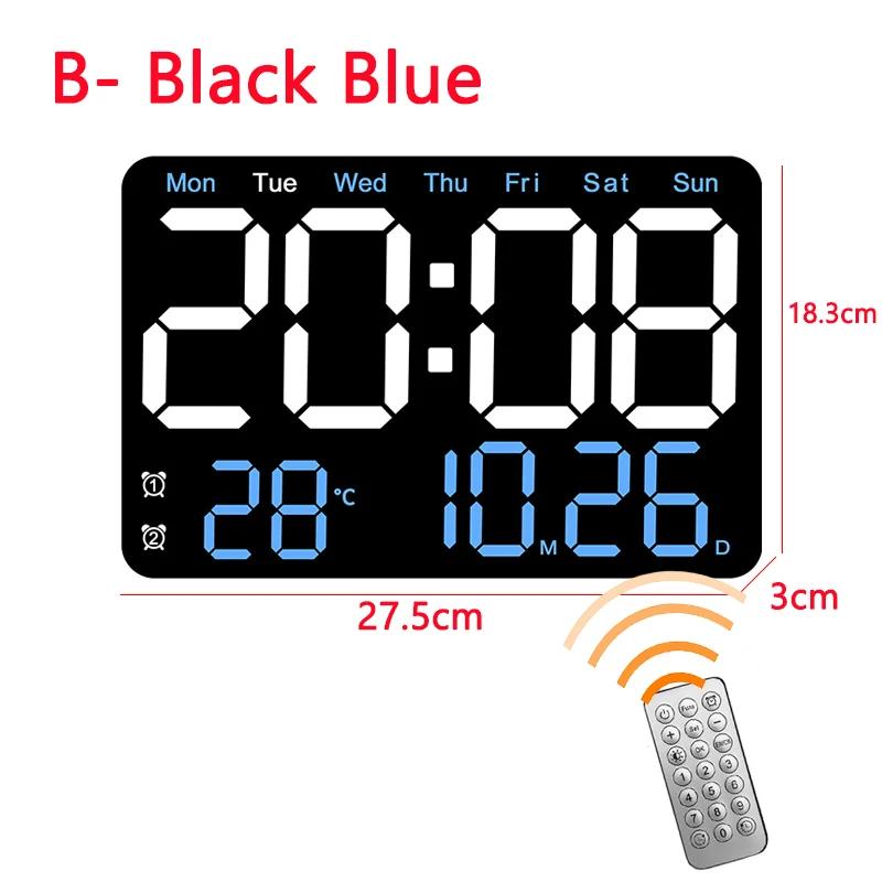 Digital Wall Clock Large LED Screen Temperature Humidity Display Electronic Alarm Clock Creative Home Decoration Remote Control