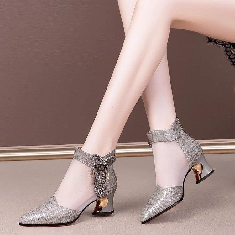 Новые сетчатые сапоги с тонким бантом, женские туфли из дышащей сетки со стразами, большие размеры 34-43, женские туфли на высоком каблуке с острым носком