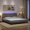VidaXL Bed Frames with LED Lights, Double Bed with Headboard Cushion, Adult Bed, Bedroom Furniture, Modern, Taupe 3213722