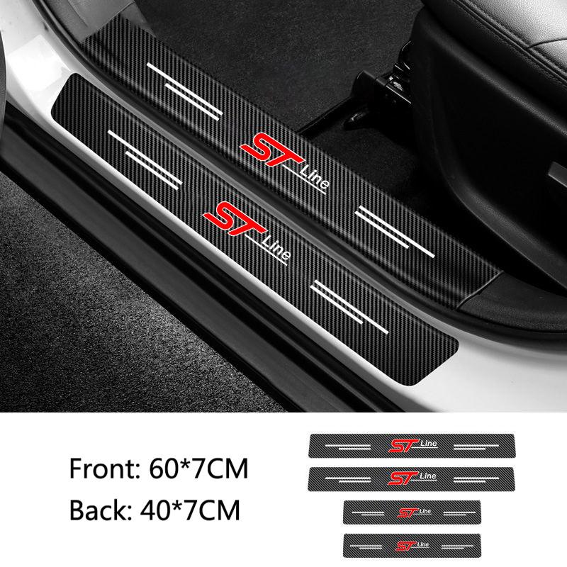 RELU6 Car Door Sill Carbon Fiber Car Sticker Protector Strip Waterproof Protect Film For Ford ST LINE STLINE Mk3 Mk4 Focus Mustang