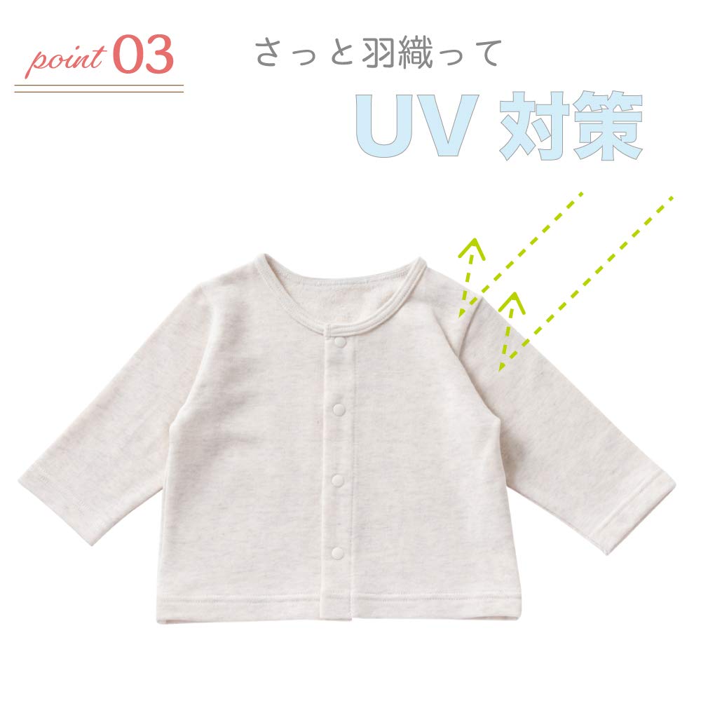 Кардиган Флис Ворс Детские Носочные Изделия Кондиционер Хлопок Сделано в Японии [Creme Coco] (Длинные рукава/круглый воротник) [Защита от холода/Меры по защите воздуха]