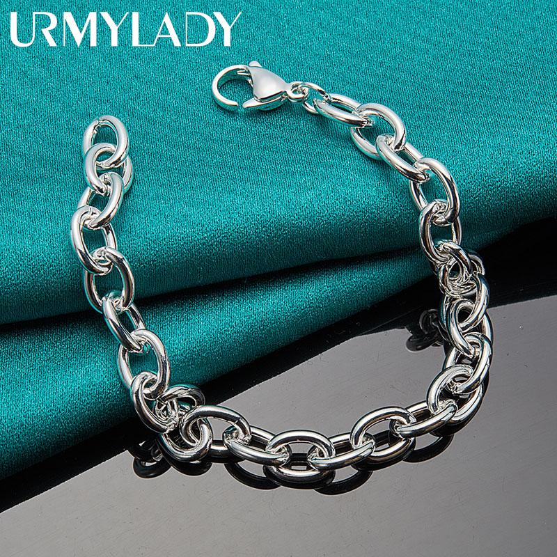 925 Sterling Silver Ring Buckle Charm Chain Bracelet For Women Man Fashion Wedding Celebration Party Jewelry