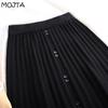 Осень-зима женская трикотажная юбка-миди женская юбка с высокой талией утепленная однотонная тонкая плиссированная юбка трапециевидной формы средней длины