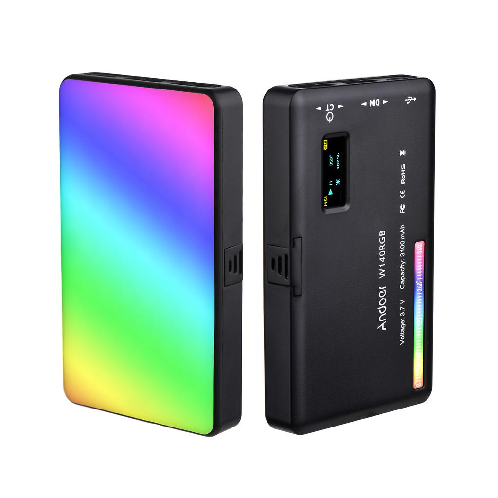 Andoer W140RGB Карманная клипса RGB для видеосъемки, заполняющая лампа для мобильного телефона, планшета, компьютера, видео